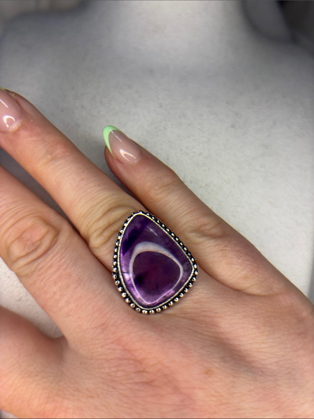 Purple amethyst Teardrop Sterling-Style Statement Ring